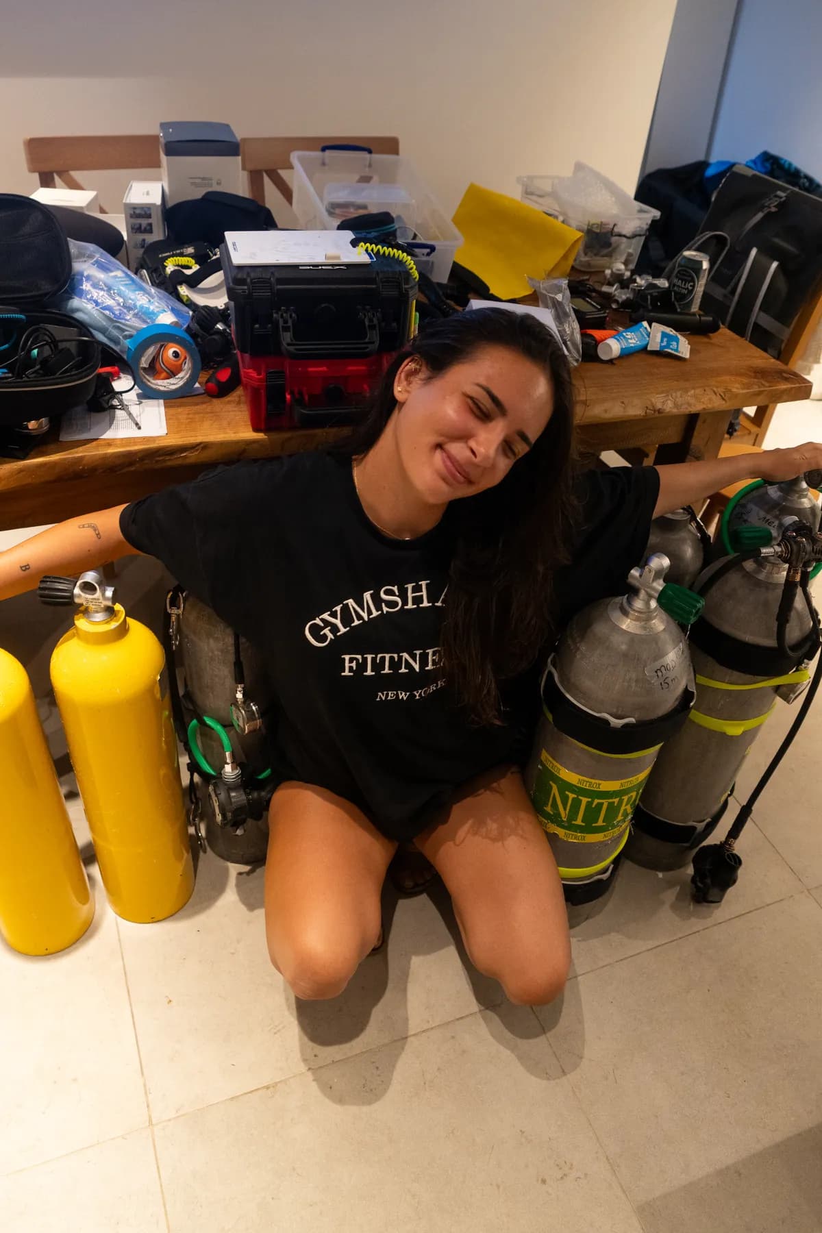 Getting the tanks ready before a dive